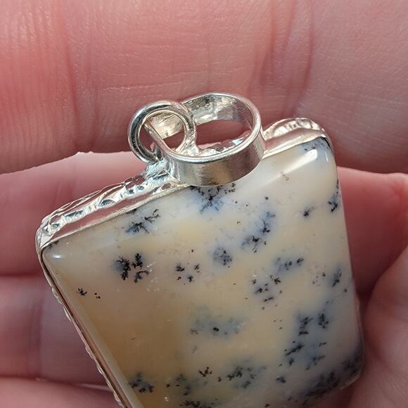 Necklace Pendants Dendritic Agate Handmade Jewelry in Sterling Silver Rectangle - Picture 10 of 10